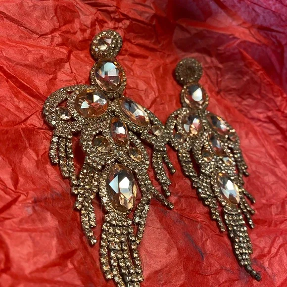 Elegant Gold Statement Earrings - Picture 3 of 4